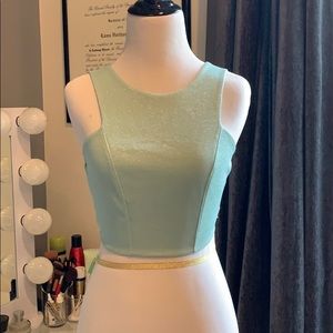 Topshop - crop blue top